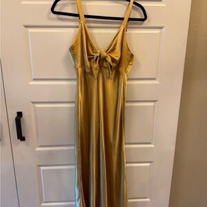 Selfie Leslie Gold Spaghetti Strap Maxi Sundress